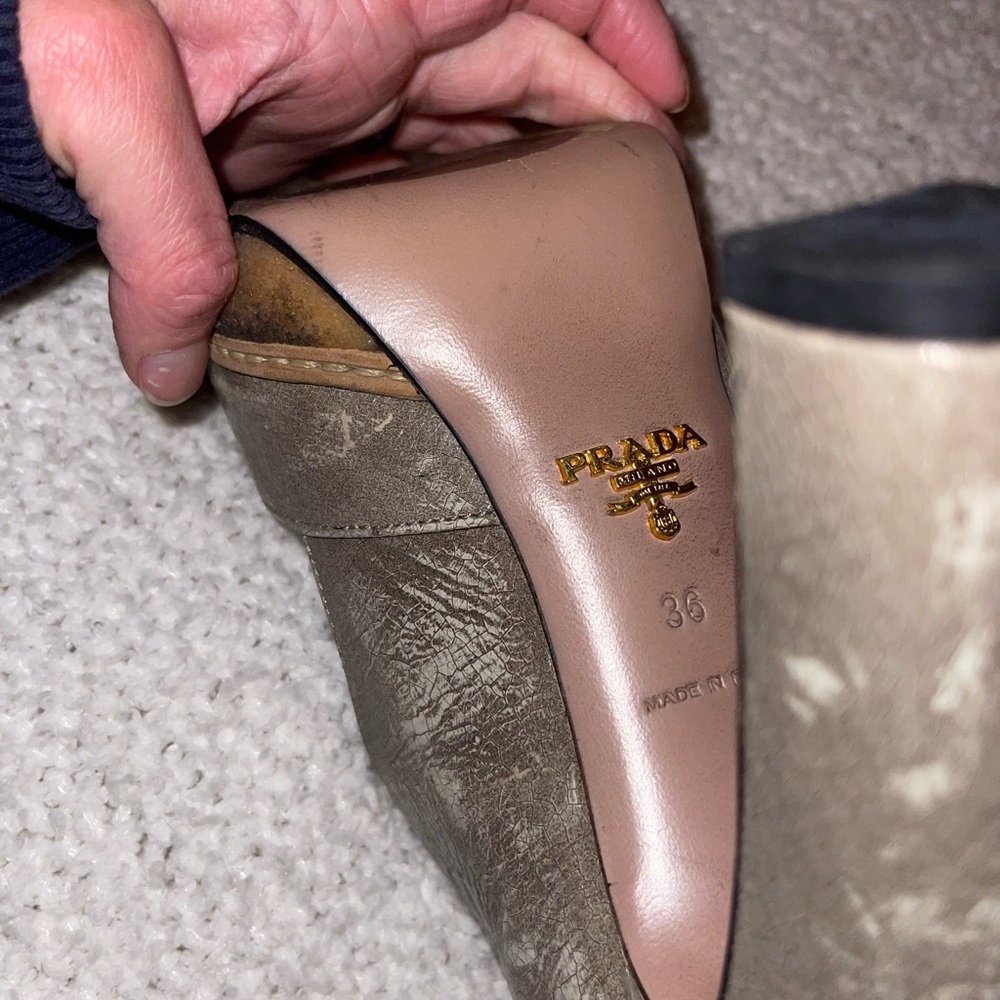 Prada Rustic Peep Toe High Heels - Picture 3 of 6